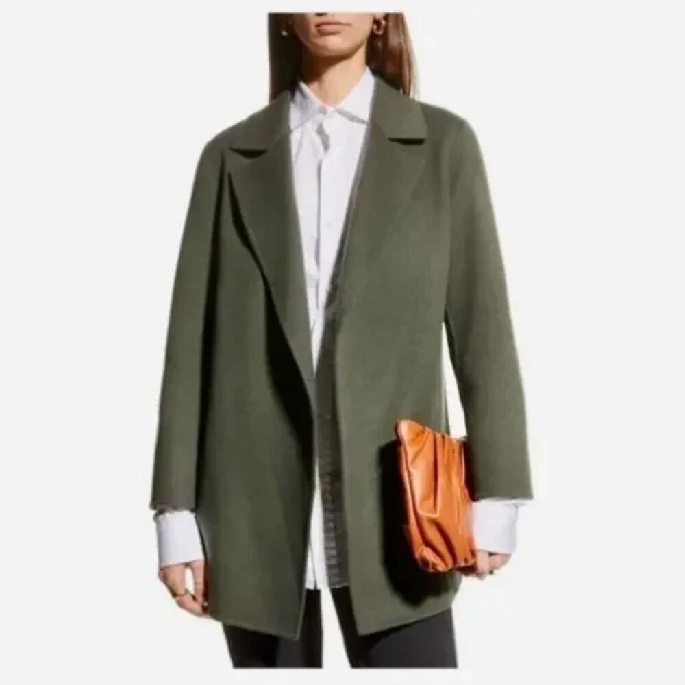 THEORY Sileena Wool Cashmere Open Front Jacket‎ Spruce Green Medium